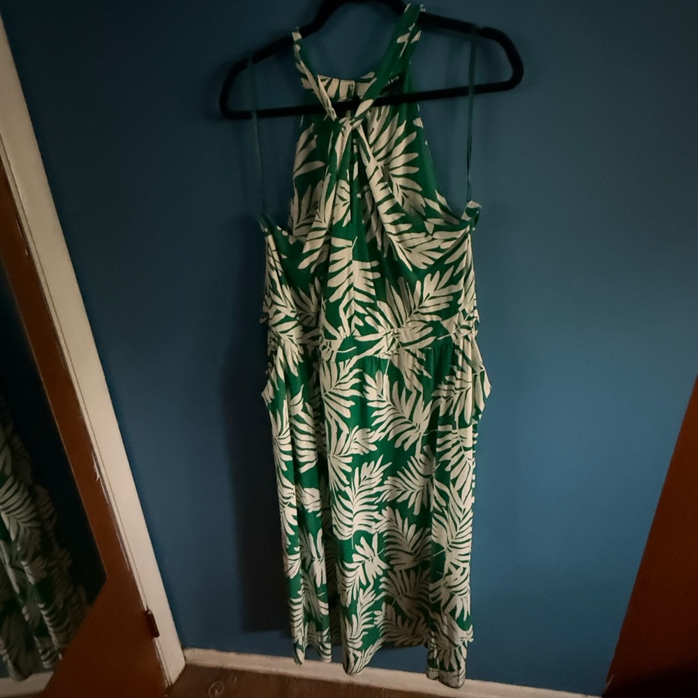 Torrid Green White Halter Sundress